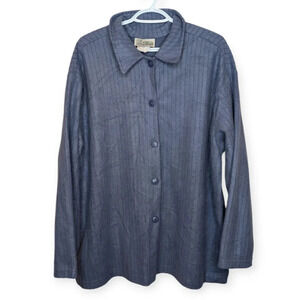 Vintage Tradition Country Collection Soft Fuzzy Button Down Dusty Blue Sweater L
